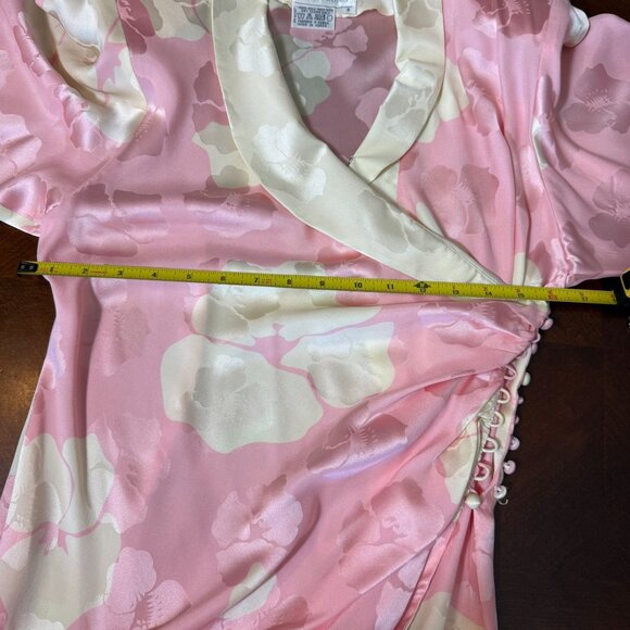 Elegant Pink Floral Wrap Dress - Picture 11 of 13